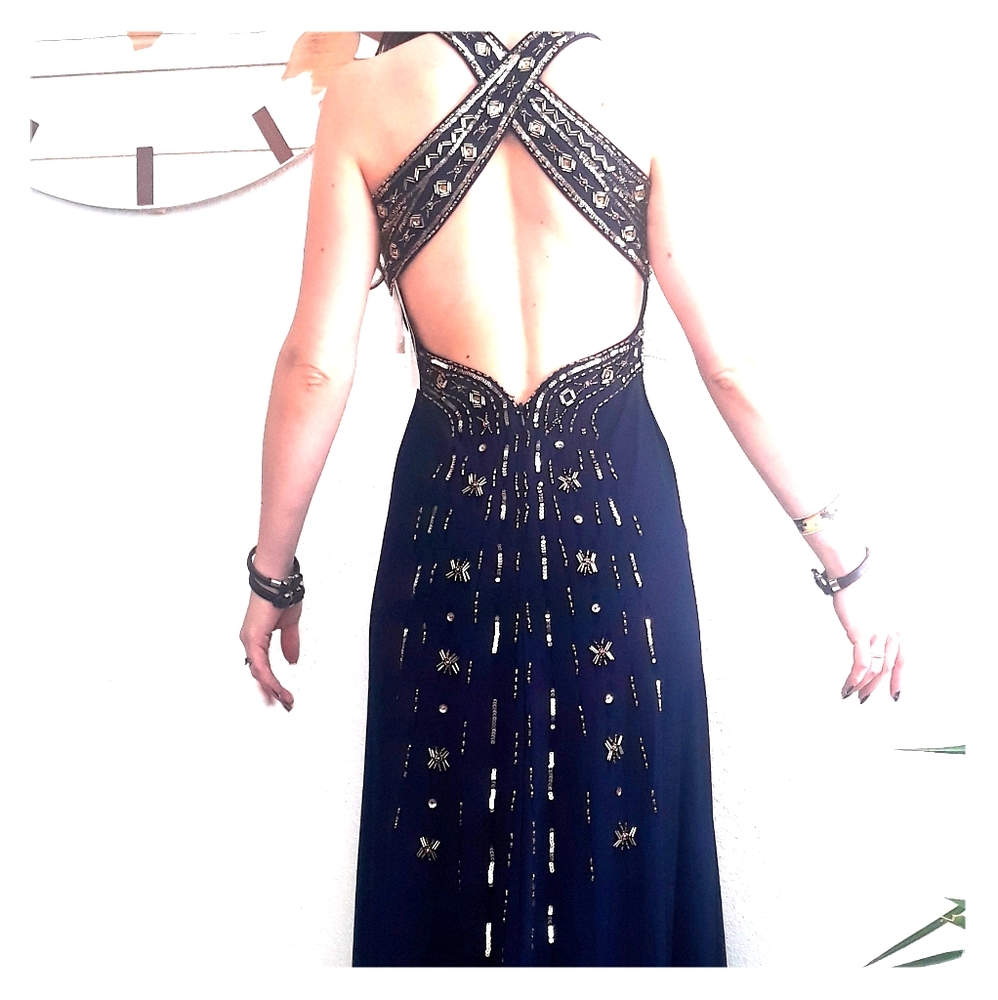 Elegant Navy/Gold Dress